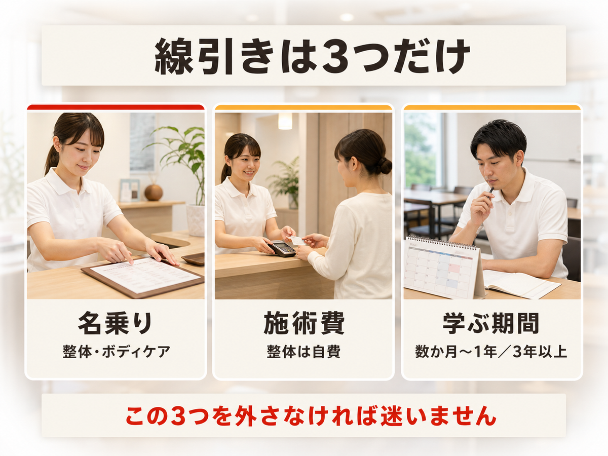 整体と国家資格の線引きが名称と保険の2つであることを示した図