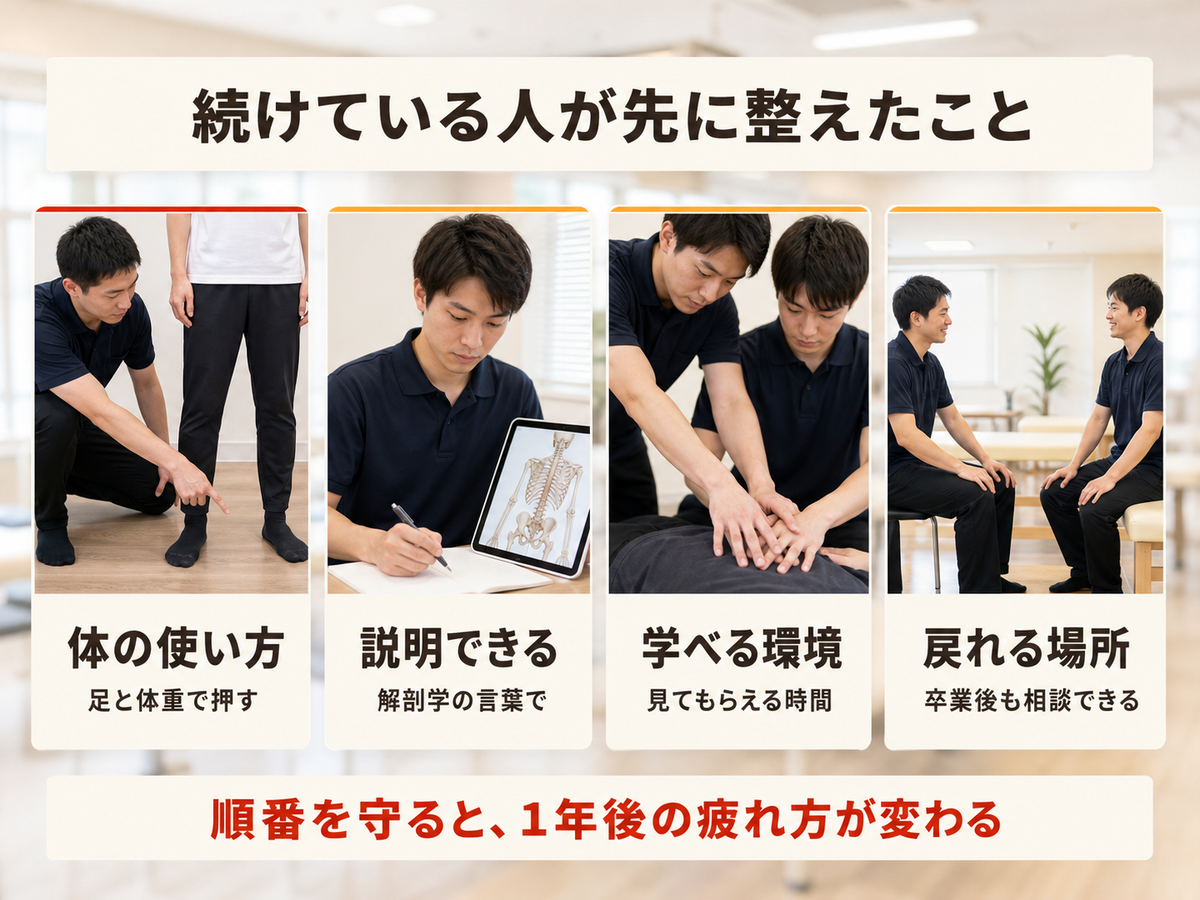 続ける人が先に整えた4つの順番を示した図